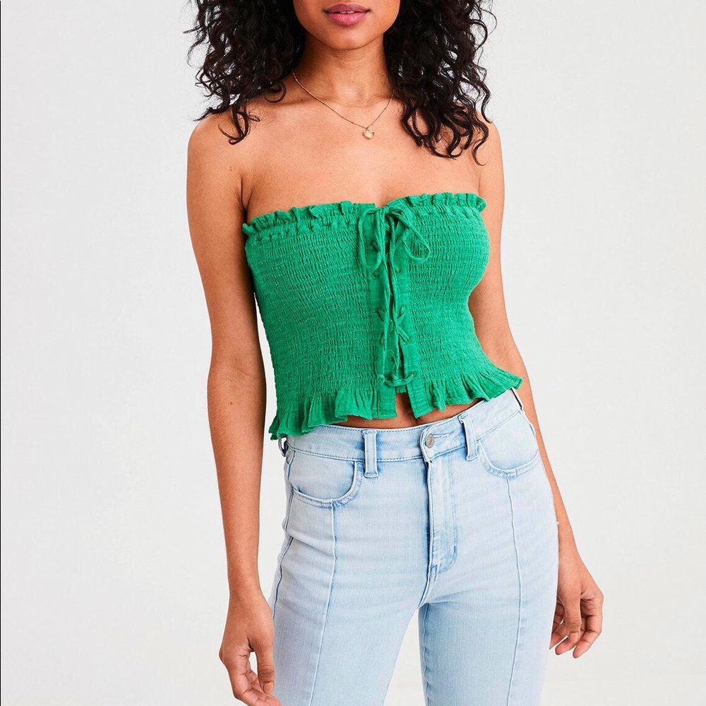 AE Ruffle cropped Tube Top
